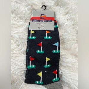 Men's Golf Flag Pattern Socks - Black